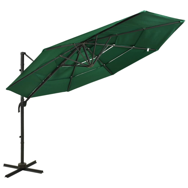 Load image into Gallery viewer, Vidaxl parasol 4-laags met aluminium paal 3x3 m groen
