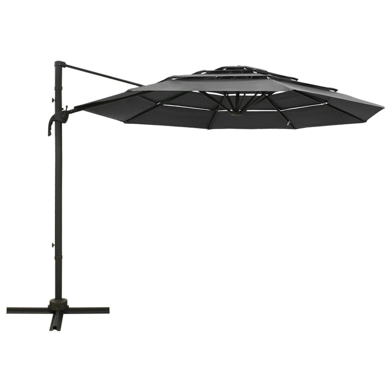 Load image into Gallery viewer, Vidaxl parasol 4-laags met aluminium paal 3x3 m antracietkleurig
