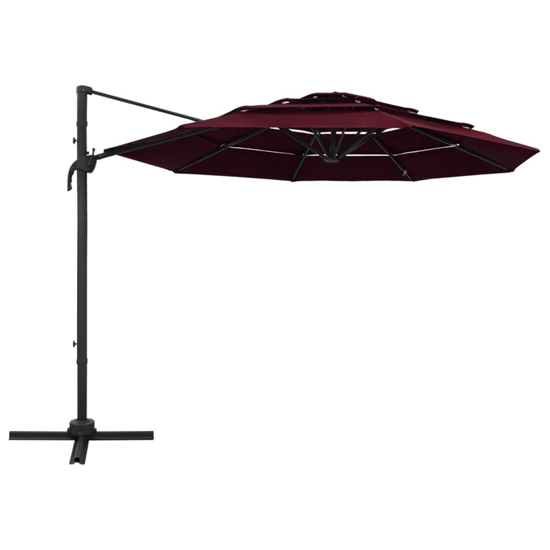 Load image into Gallery viewer, Vidaxl parasol 4-laags met aluminium paal 3x3 m bordeauxrood
