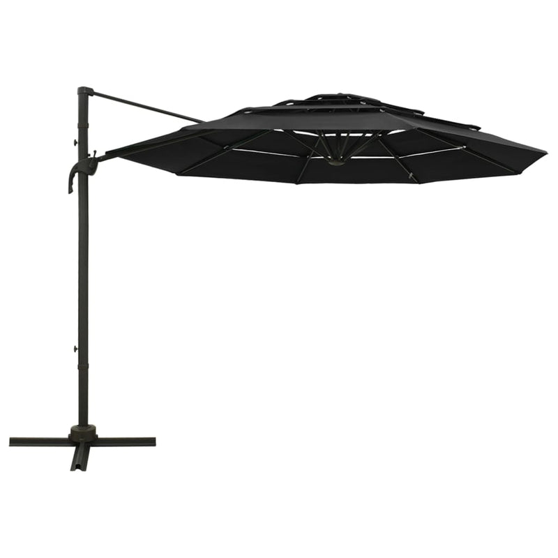 Load image into Gallery viewer, Vidaxl parasol 4-laags met aluminium paal 3x3 m zwart
