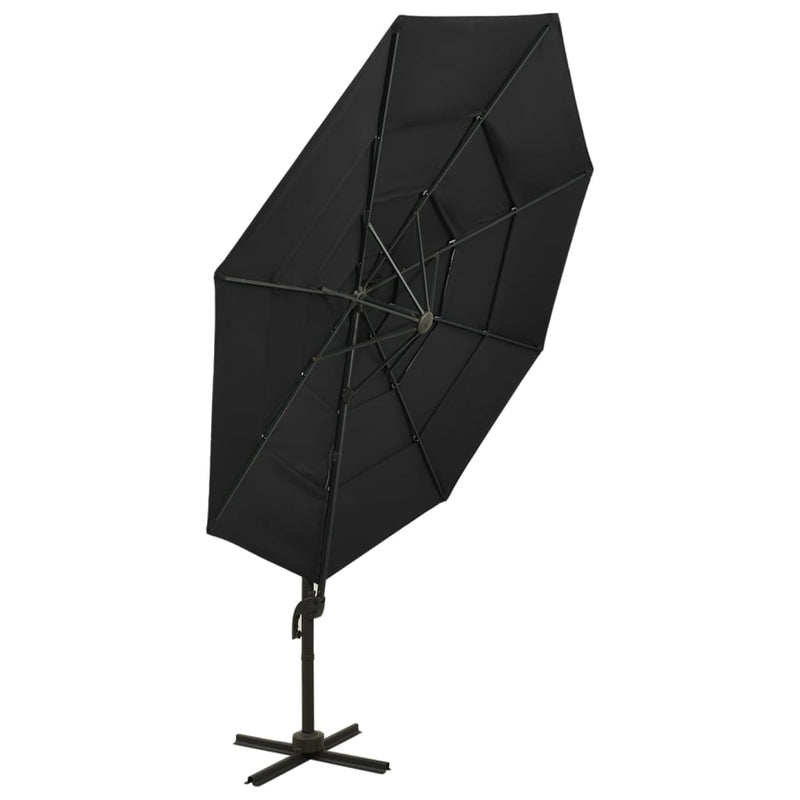 Load image into Gallery viewer, Vidaxl parasol 4-laags met aluminium paal 3x3 m zwart
