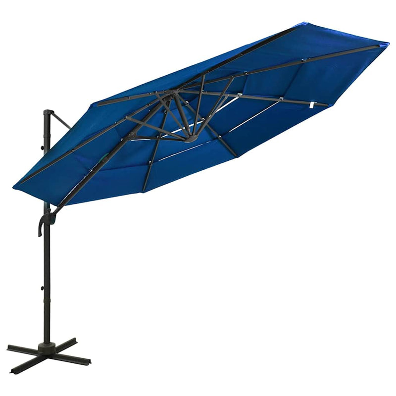 Load image into Gallery viewer, Vidaxl parasol 4-laags met aluminium paal 3x3 m azuurblauw
