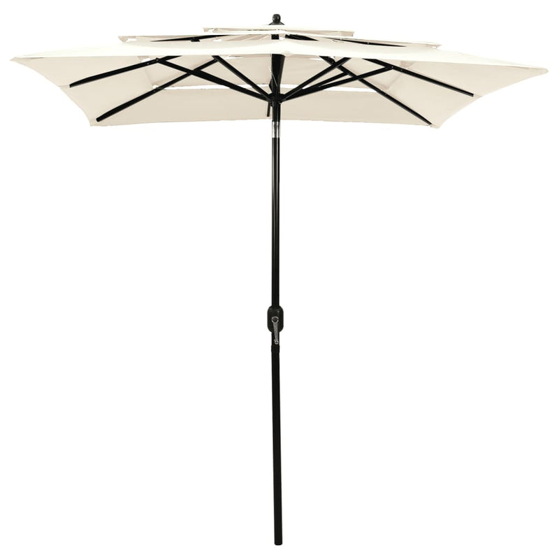 Load image into Gallery viewer, Vidaxl parasol 3-laags met aluminium paal 2x2 m zandkleurig
