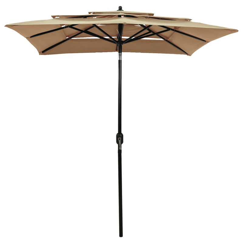 Load image into Gallery viewer, VidaXL Parasol 3-laags met aluminium paal 2x2 m taupe
