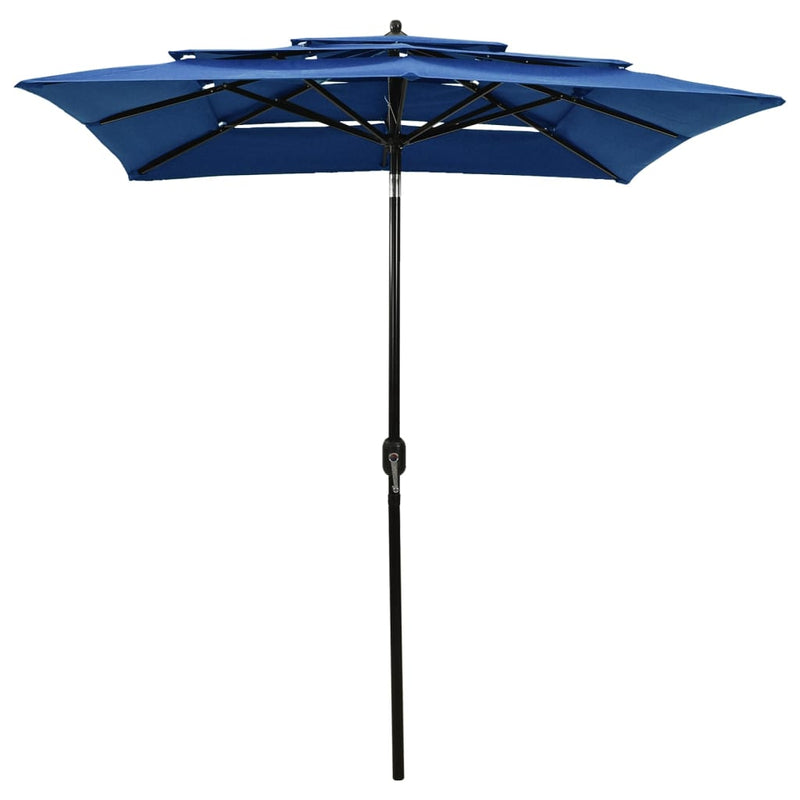 Load image into Gallery viewer, Vidaxl parasol 3-laags met aluminium paal 2x2 m azuurblauw
