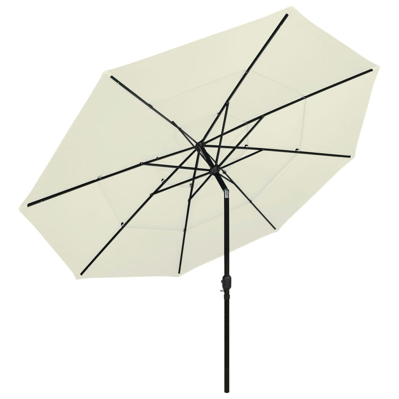 Load image into Gallery viewer, Vidaxl parasol 3-laags met aluminium paal 3,5 m zandkleurig
