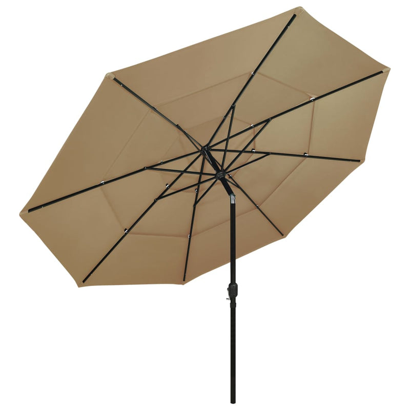 Load image into Gallery viewer, Vidaxl parasol 3-laags met aluminium paal 3,5 m taupe
