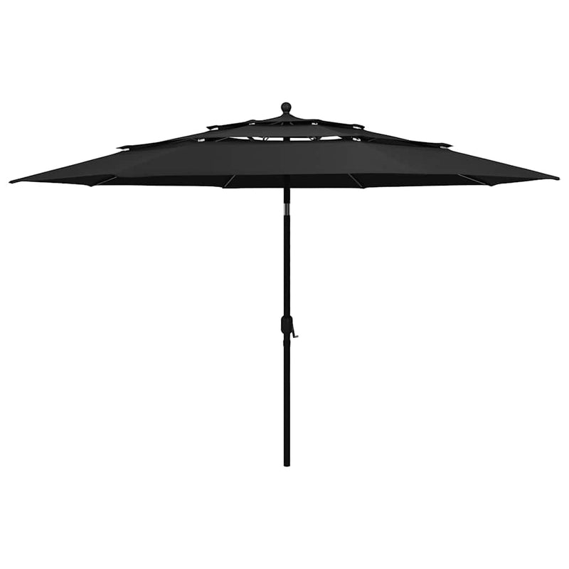 Afbeelding laden in galerijviewer, Vidaxl parasol 3-laags met aluminium paal 3,5 m zwart
