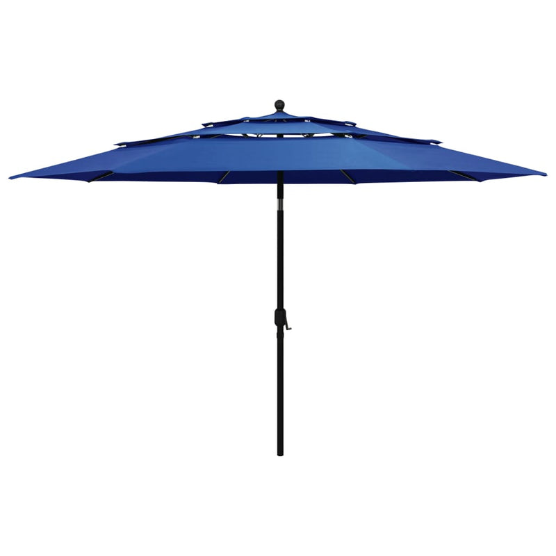 Load image into Gallery viewer, Vidaxl parasol 3-laags met aluminium paal 3,5 m azuurblauw
