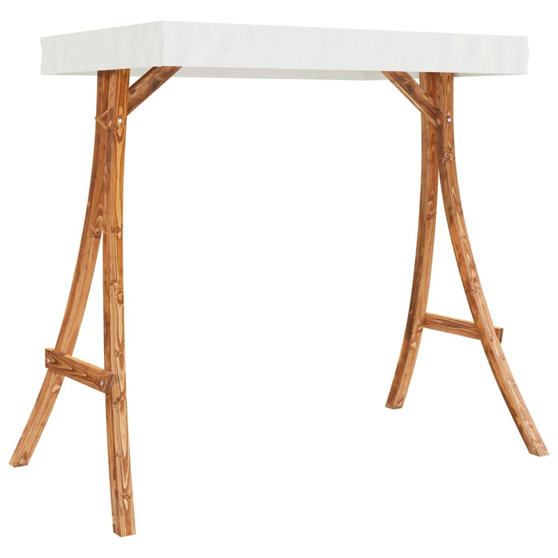 Load image into Gallery viewer, Vidaxl schommelframe met crèmekleur dak gebogen hout met teakafwerking
