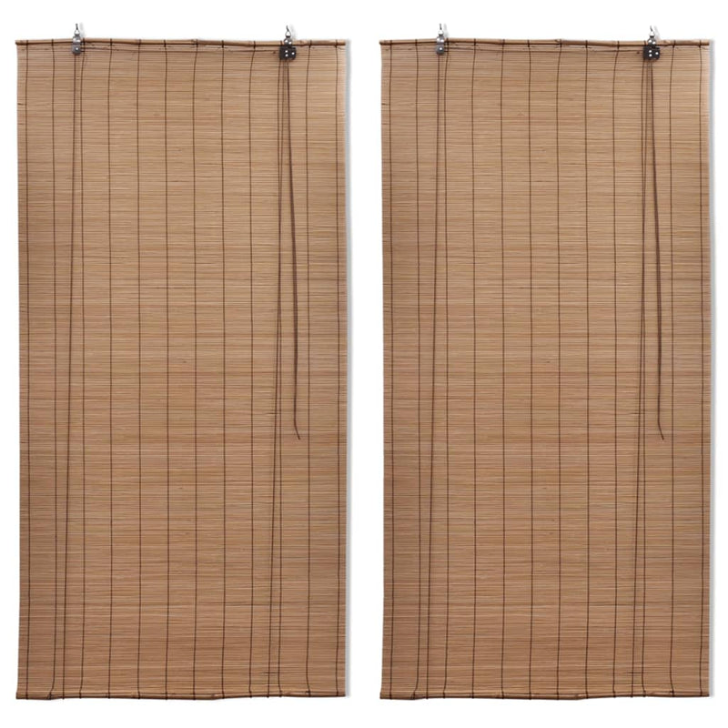 Load image into Gallery viewer, VidaXL Rolgordijnen 2 st 120x220 cm bamboe bruin
