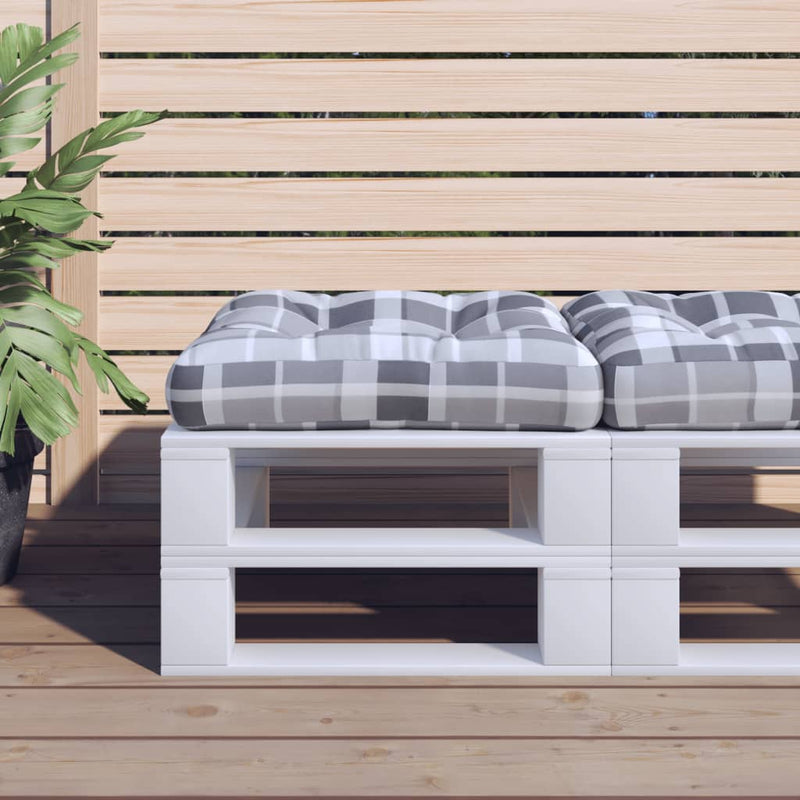 Load image into Gallery viewer, Vidaxl palletkussen 60x60x12 cm stof ruitpatroon grijs
