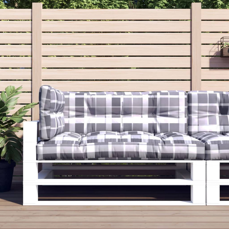 Load image into Gallery viewer, Vidaxl palletkussens 3 st stof ruitpatroon grijs
