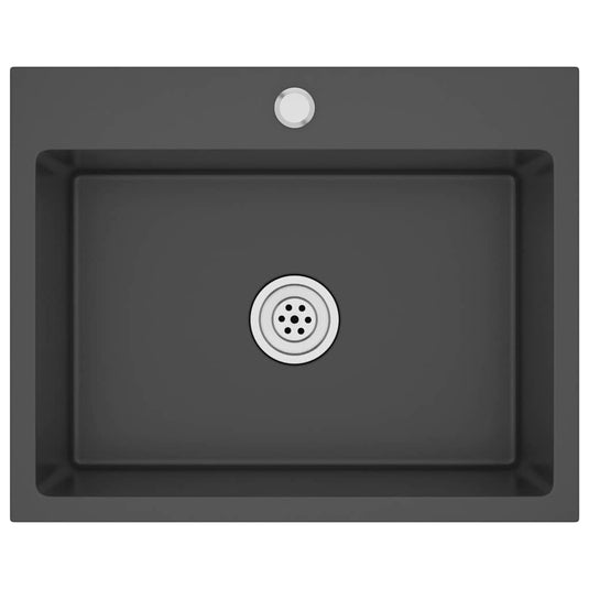 Vidaxl gootsteen handgemaakt roestvrij staal zwart