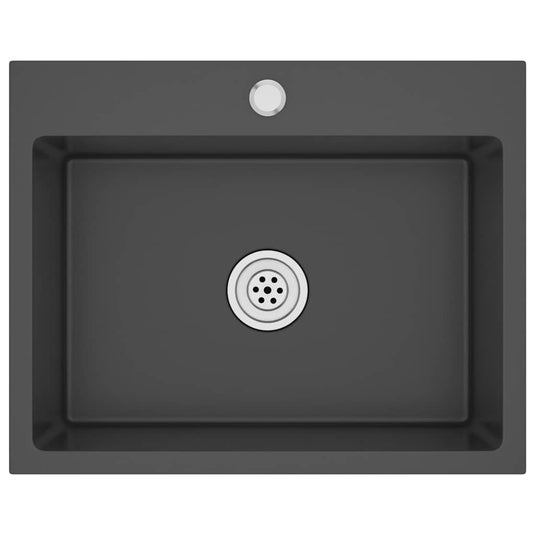 Vidaxl gootsteen handgemaakt roestvrij staal zwart