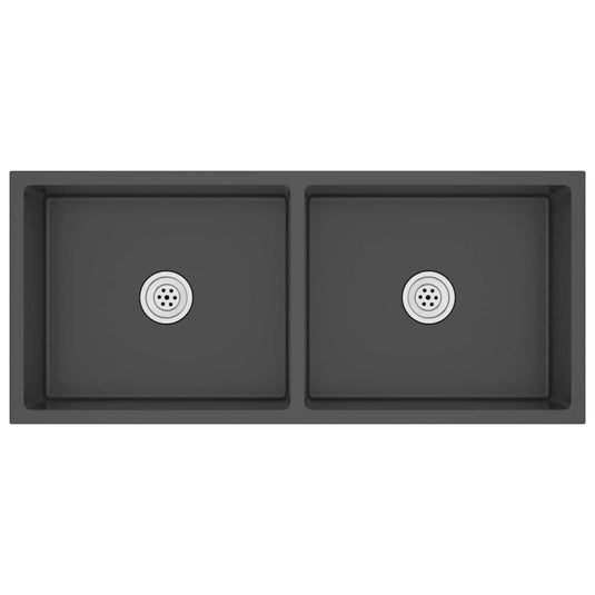 Vidaxl gootsteen handgemaakt roestvrij staal zwart