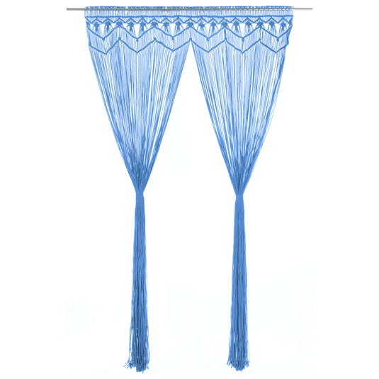 Vidaxl gordijn macramé 140x240 cm katoen blauw