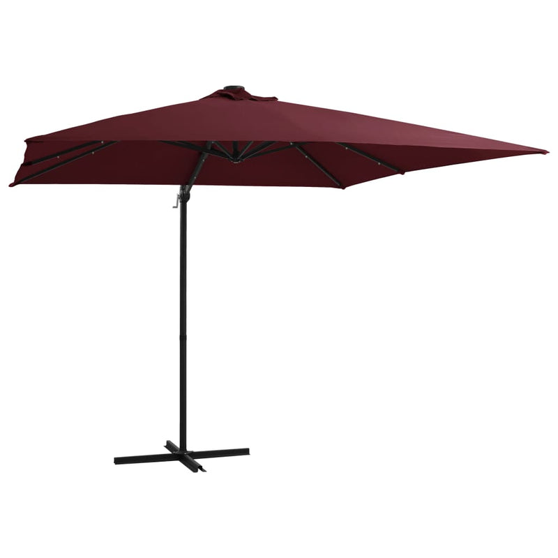 Load image into Gallery viewer, Vidaxl zweefparasol met led-verlichting 250x250 cm bordeauxrood
