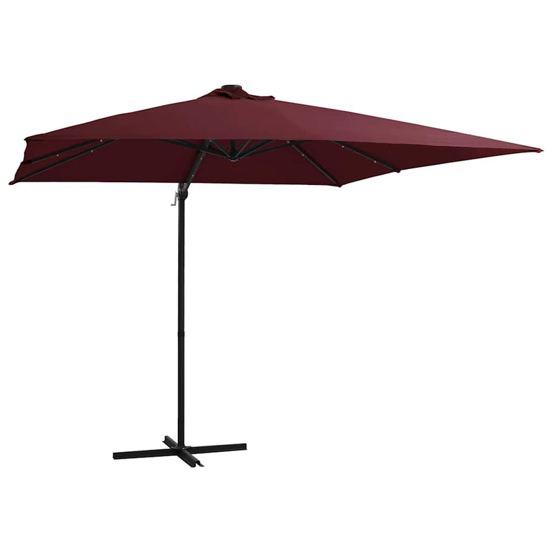 Load image into Gallery viewer, Vidaxl zweefparasol met led-verlichting 250x250 cm bordeauxrood
