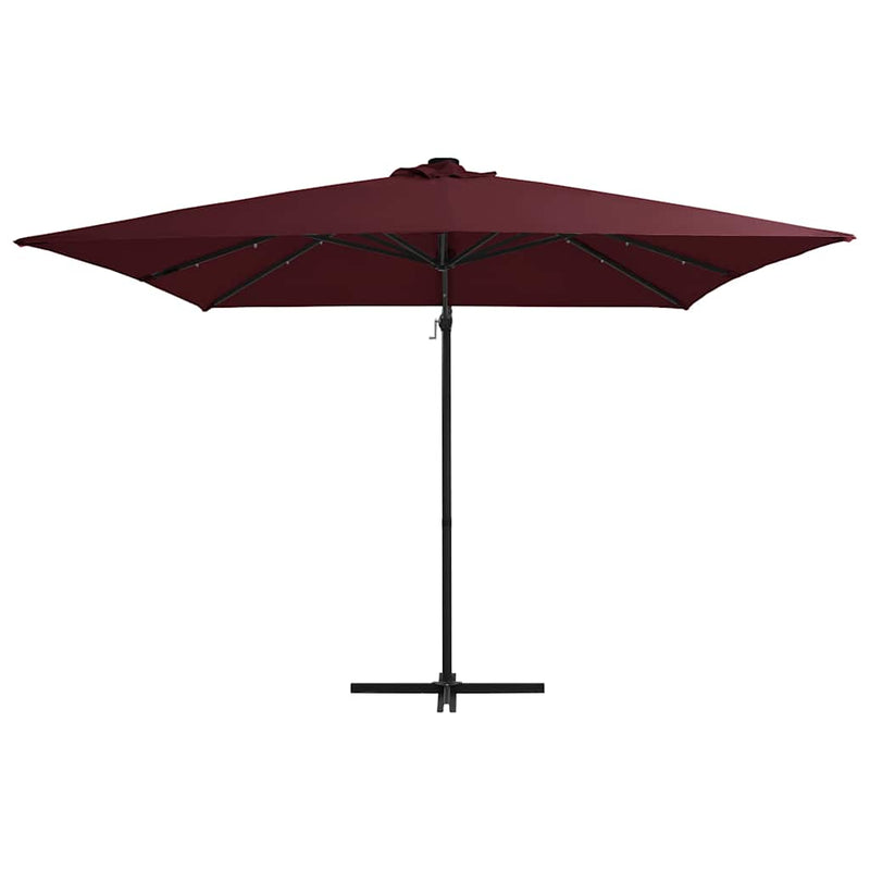 Load image into Gallery viewer, Vidaxl zweefparasol met led-verlichting 250x250 cm bordeauxrood
