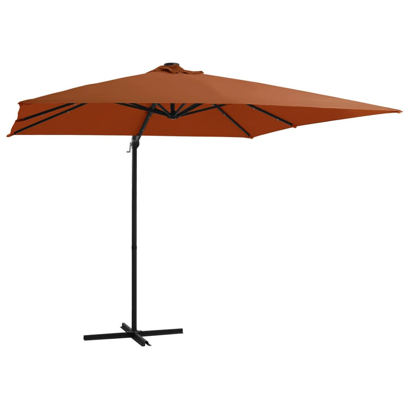 Load image into Gallery viewer, Vidaxl zweefparasol met led-verlichting 250x250 cm terracottakleurig
