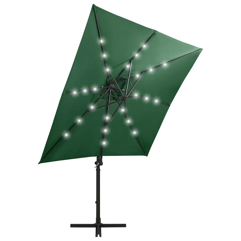 Load image into Gallery viewer, Vidaxl zweefparasol met paal en led-verlichting 250 cm groen
