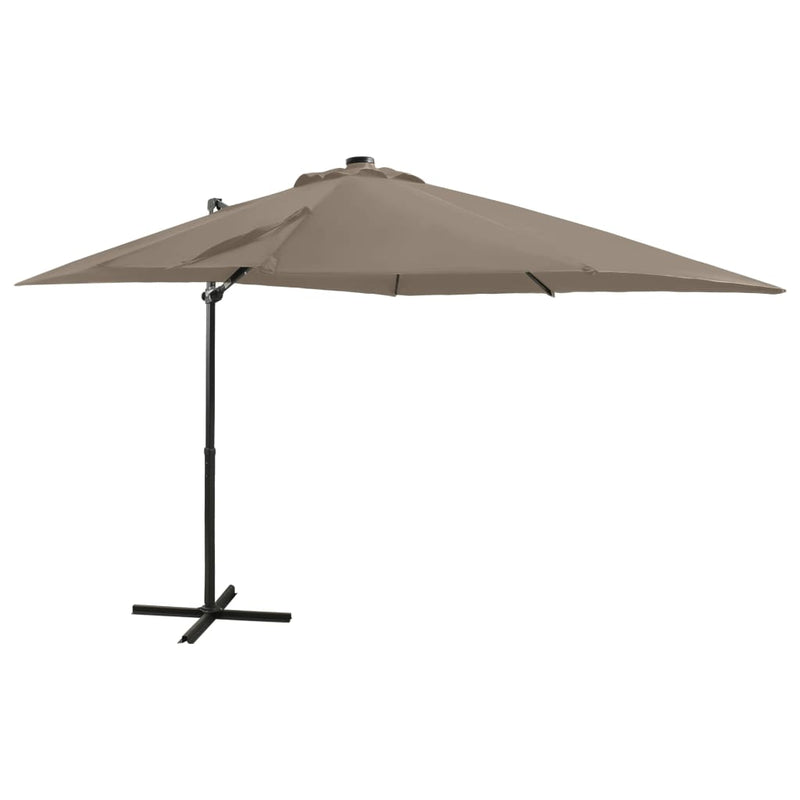 Load image into Gallery viewer, Vidaxl zweefparasol met paal en led-verlichting 250 cm taupe
