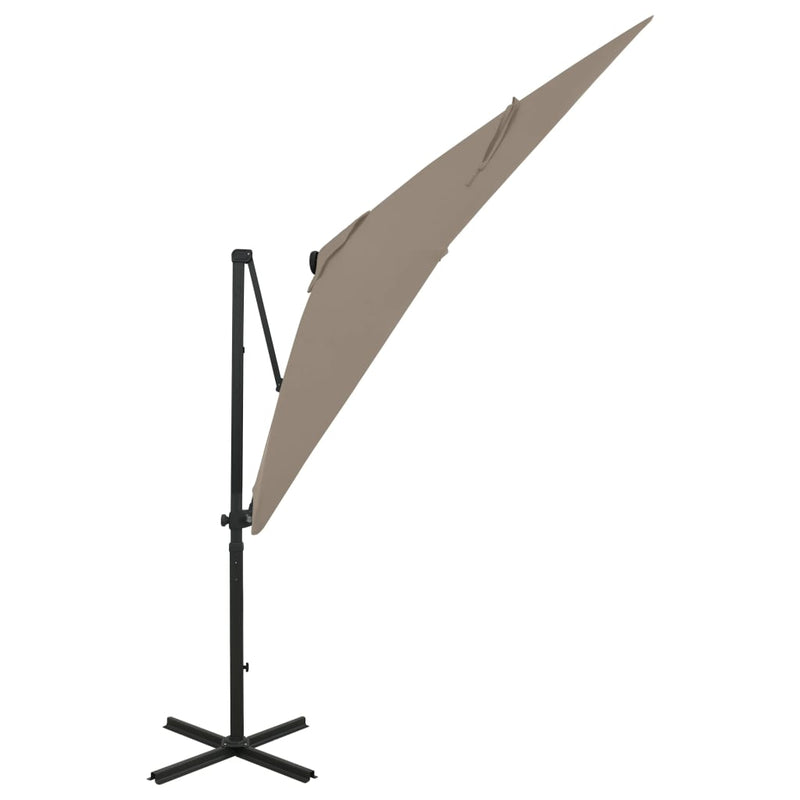 Load image into Gallery viewer, Vidaxl zweefparasol met paal en led-verlichting 250 cm taupe
