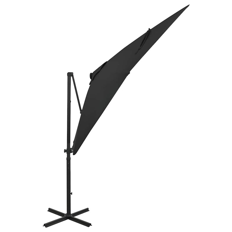 Load image into Gallery viewer, Vidaxl zweefparasol met paal en led-verlichting 250 cm zwart
