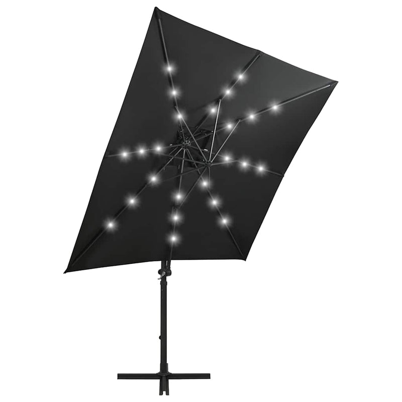 Load image into Gallery viewer, Vidaxl zweefparasol met paal en led-verlichting 250 cm zwart
