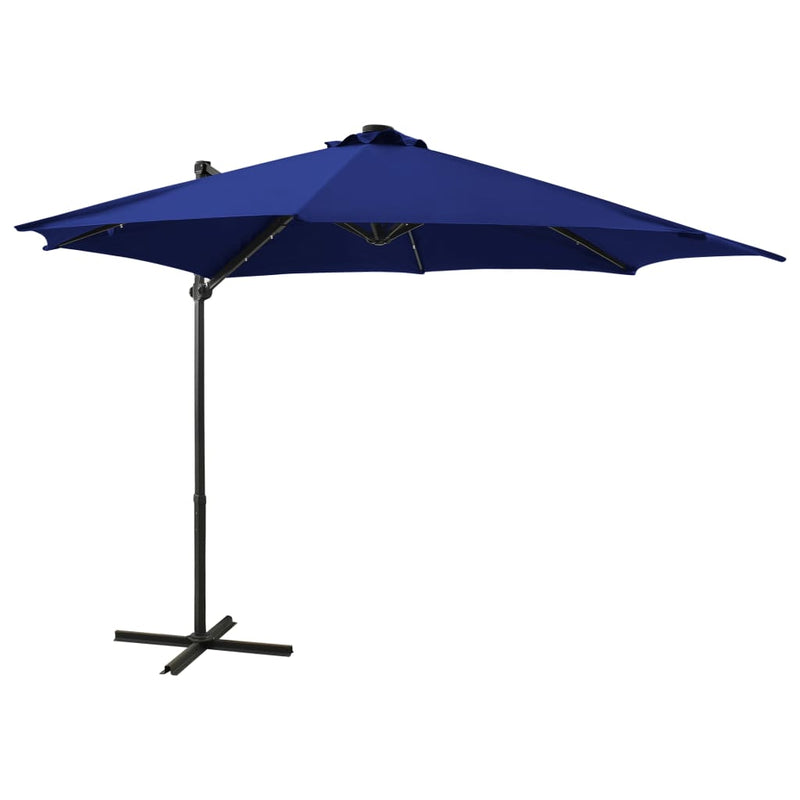Load image into Gallery viewer, Vidaxl zweefparasol met paal en led-verlichting 300 cm azuurblauw

