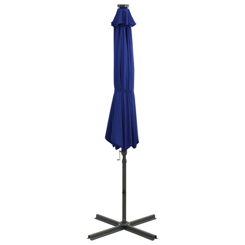Load image into Gallery viewer, Vidaxl zweefparasol met paal en led-verlichting 300 cm azuurblauw

