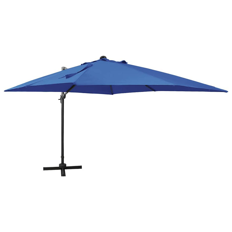 Load image into Gallery viewer, Vidaxl zweefparasol met paal en led-verlichting 300 cm azuurblauw
