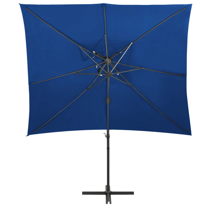 Load image into Gallery viewer, Vidaxl zweefparasol met dubbel dak 250x250 cm azuurblauw
