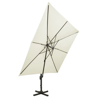 Vidaxl zwevende parasol met dubbele bovenkant 300x300 cm zandkleur
