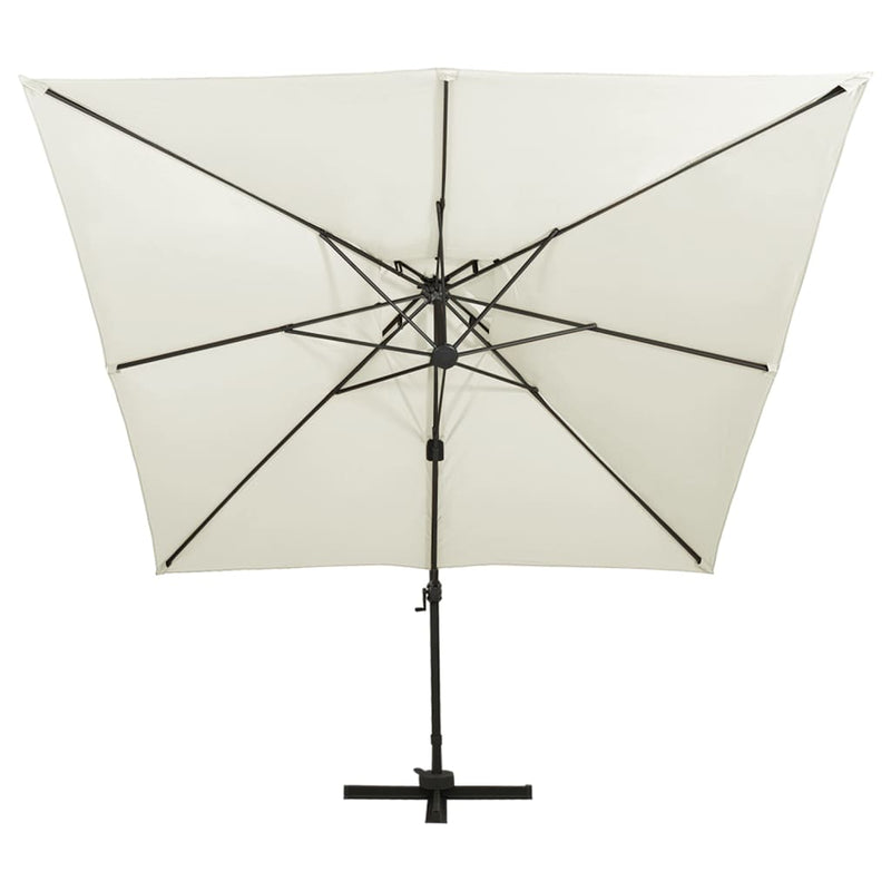 Afbeelding laden in galerijviewer, Vidaxl zwevende parasol met dubbele bovenkant 300x300 cm zandkleur
