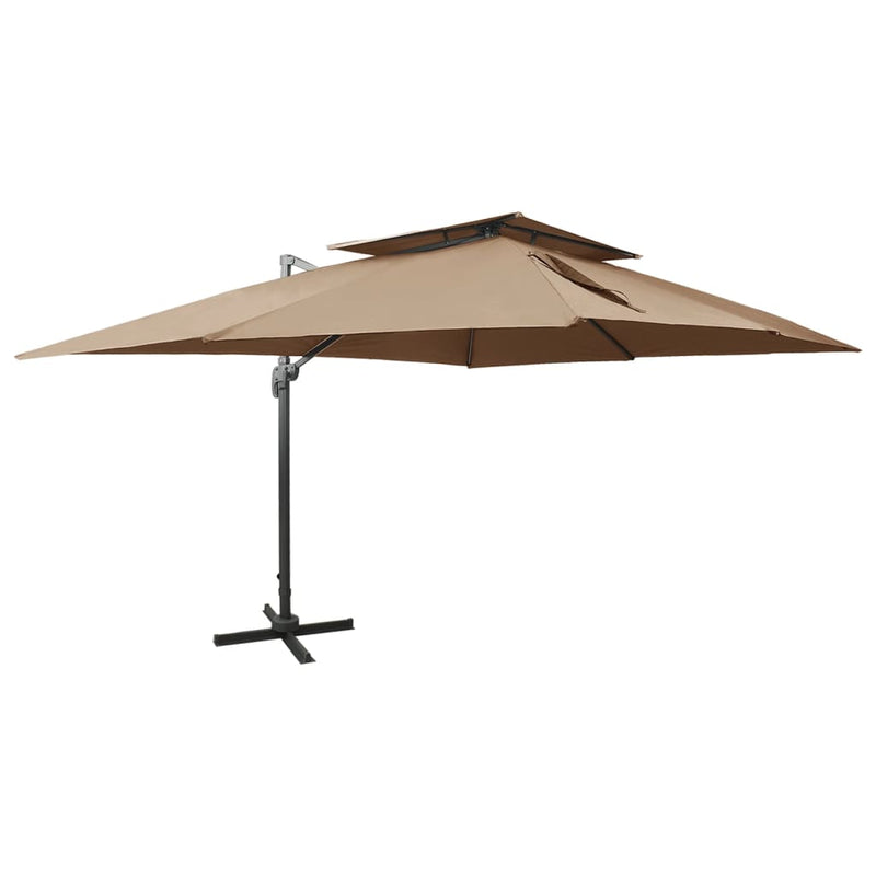 Load image into Gallery viewer, Vidaxl zweefparasol met dubbel dak 400x300 cm taupe
