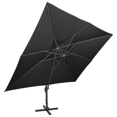 Vidaxl zwevende parasol met dubbele bovenkant zwart 400x300 cm