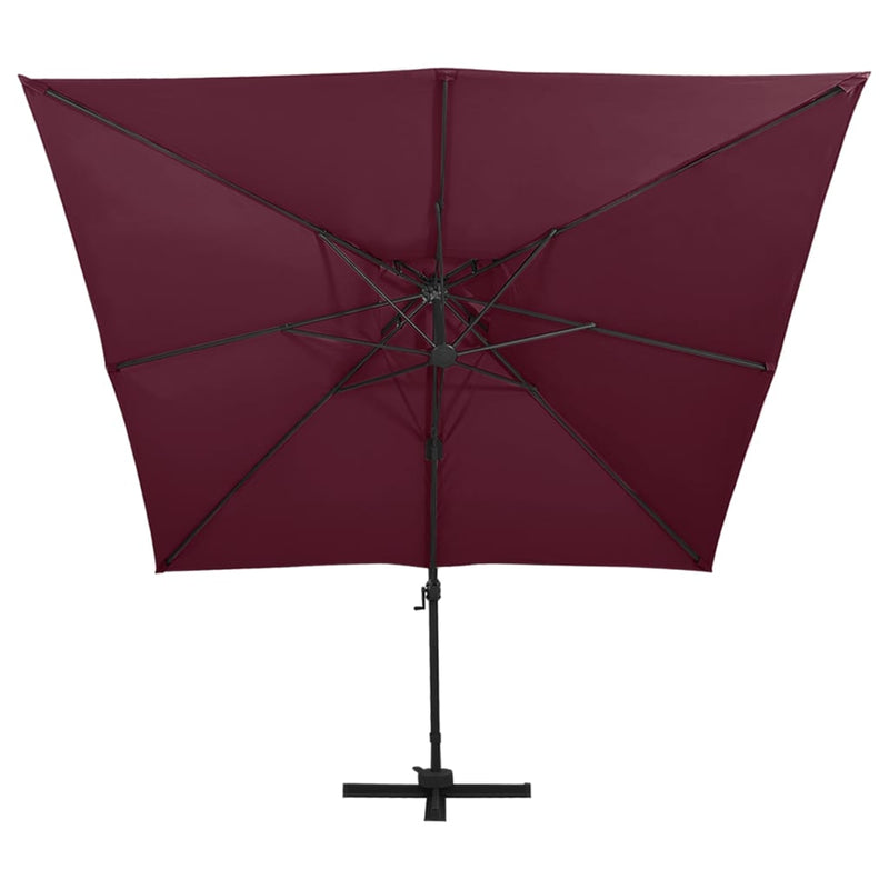 Load image into Gallery viewer, Vidaxl zweefparasol met dubbel dak 300x300 cm bordeauxrood
