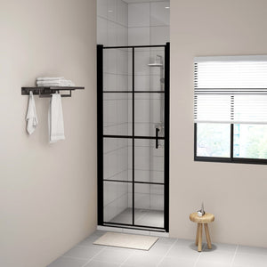 Vidaxl douchedeur 91x195 cm gehard glas zwart
