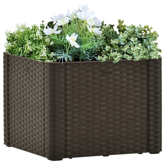 VidaXL Plantenbak hoog met zelfbewateringssysteem 43x43x33 cm mokka