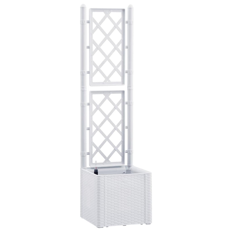 Load image into Gallery viewer, Vidaxl plantenbak hoog met latwerk en zelfbewateringssysteem wit
