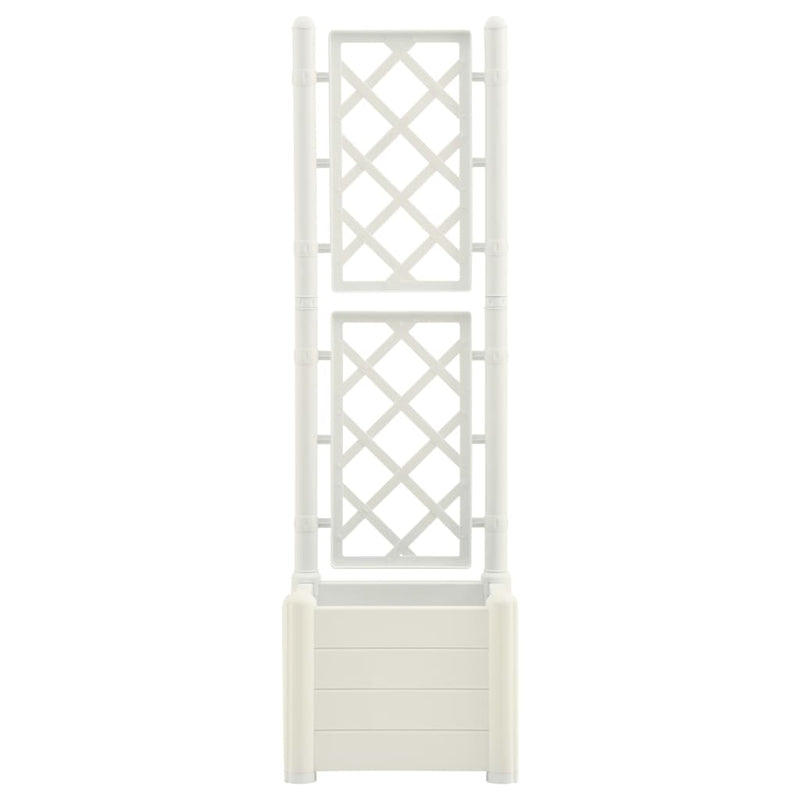 Load image into Gallery viewer, Vidaxl plantenbak met latwerk 43x43x142 cm pp wit
