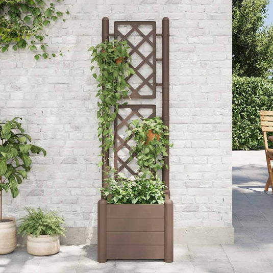 Vidaxl plantenbak met latwerk 43x43x142 cm pp mokka