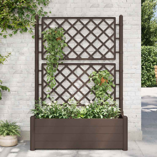 Vidaxl plantenbak met latwerk 100x43x142 cm pp mokka