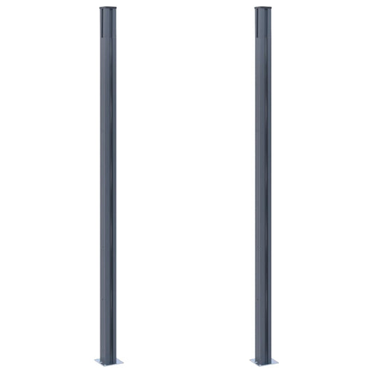 Vidaxl schuttingpalen 2 st 185 cm aluminium donkergrijs