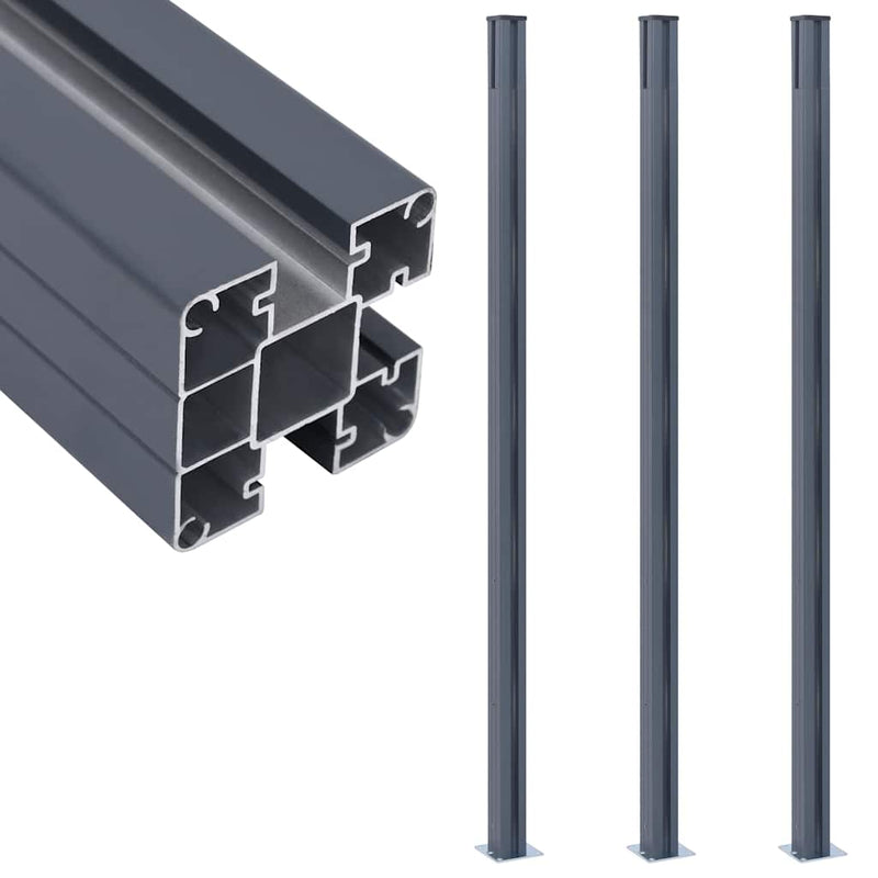 Load image into Gallery viewer, Vidaxl schuttingpalen 3 st 185 cm aluminium donkergrijs
