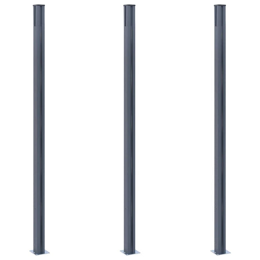 Vidaxl schuttingpalen 3 st 185 cm aluminium donkergrijs