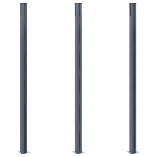 Vidaxl schuttingpalen 3 st 185 cm aluminium donkergrijs