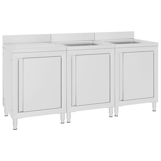 VidaXL Wastafelkast commercieel 180x60x96 cm roestvrij staal